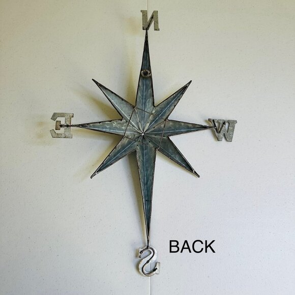 Rustic Metal Compass Rose Wall Art Decoration Nautical Star Compass Star Decor - Picture 3 of 14